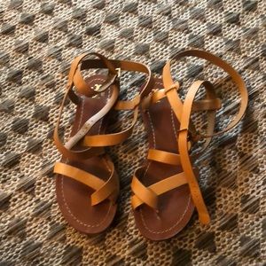 Tory Burch Strappy Brown Leather Sandals